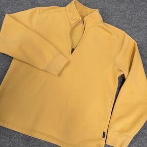 Eddie Bauer Jacket Men Small Yellow Fleece Sweatshirt Heavy 1/4 Zip Pullover